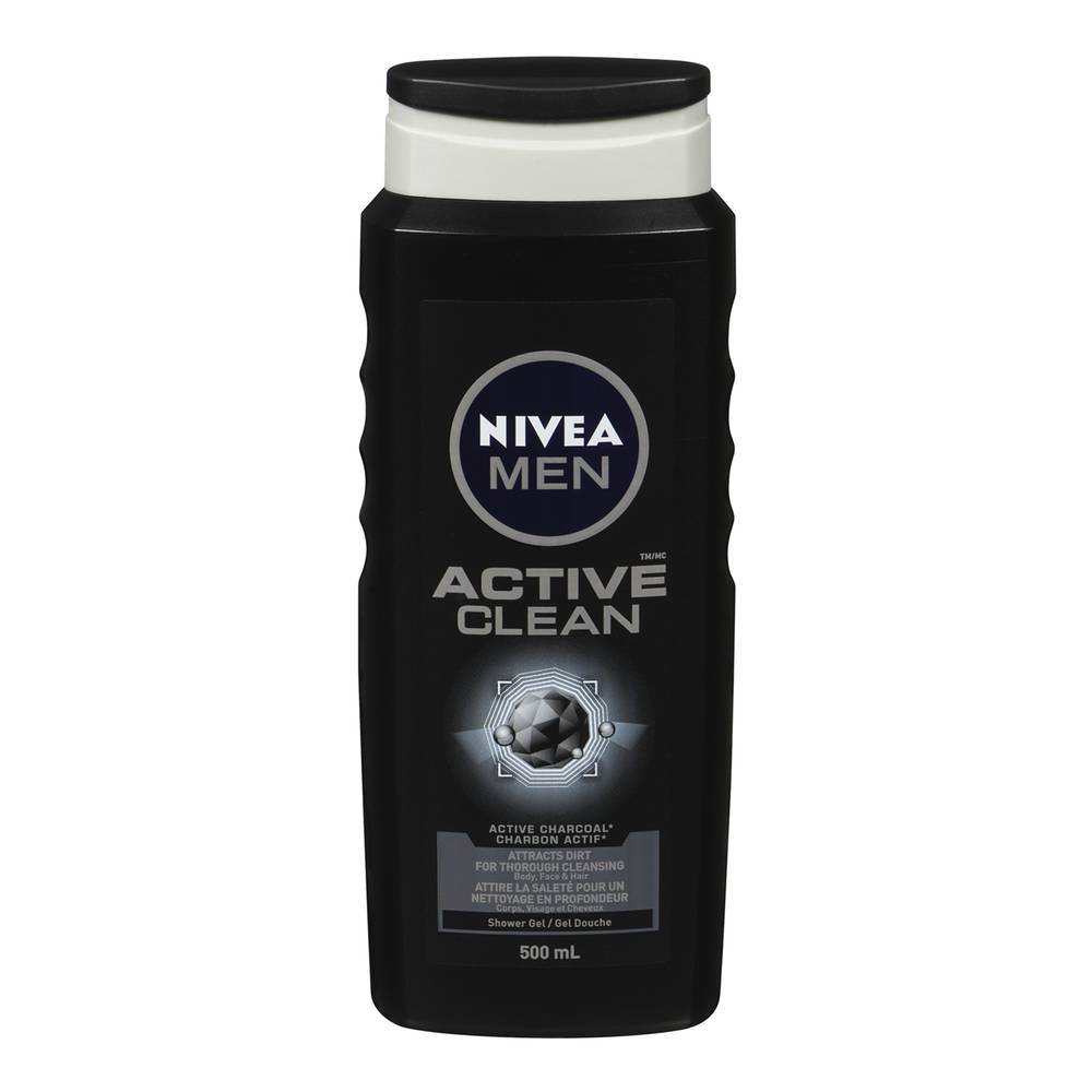 Nivea Active Clean Shower Gel, Men (500 ml)