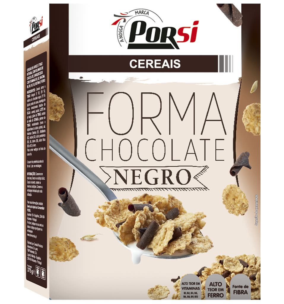 PorSi - Cereais Forma Chocolate Negro, 375 g