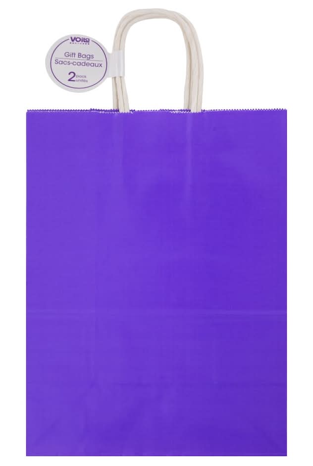 Voila Glossy Gift Bags, M, Purple (2 ct)