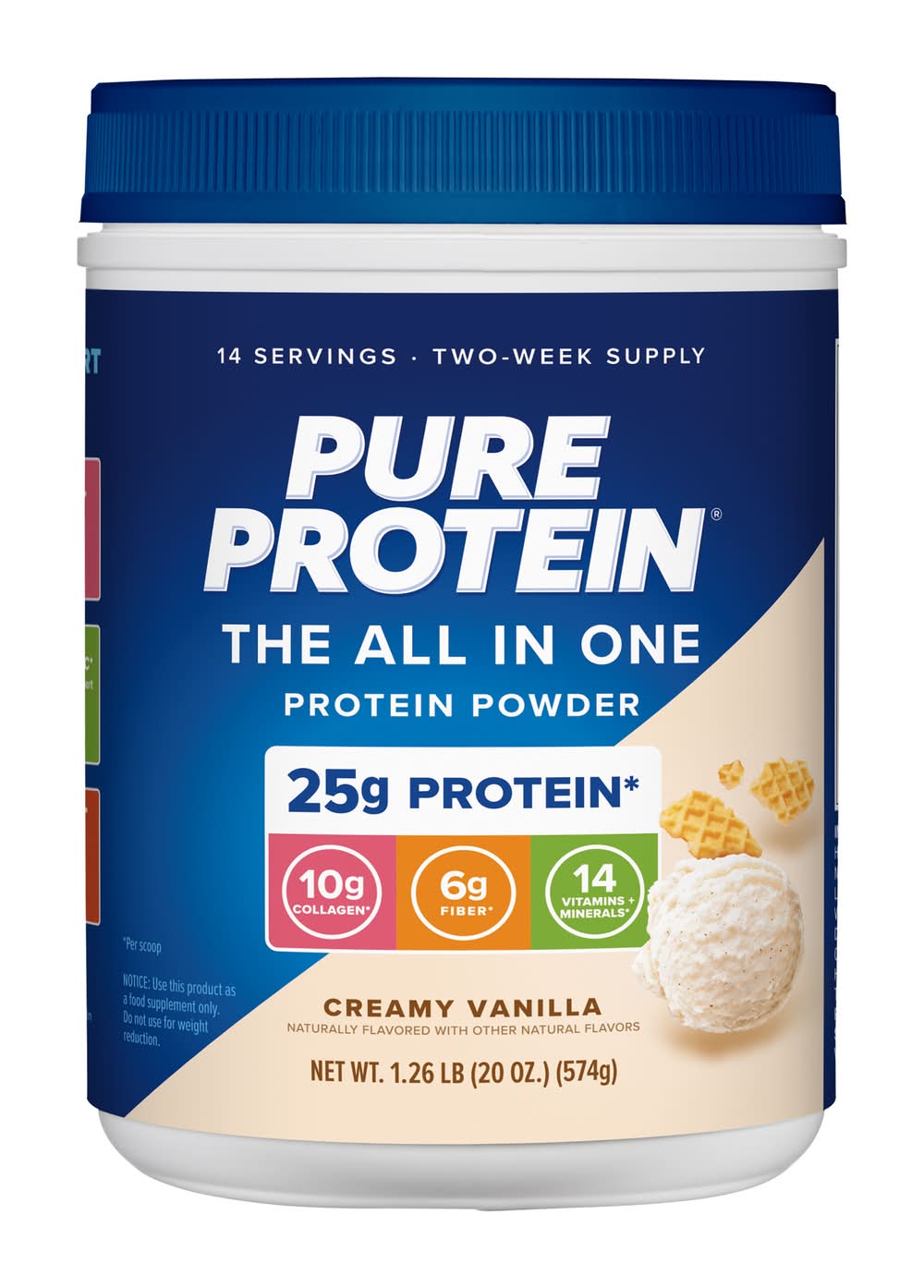 Pure Protein All in One Protein Powder, Creamy Vanilla (1.26 lbs)