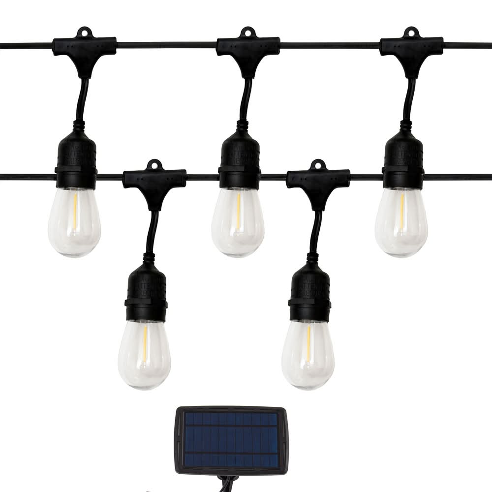 Harbor Breeze 48-ft Solar Black Indoor/Outdoor String Light with 20 White -Light LED Edison Bulbs