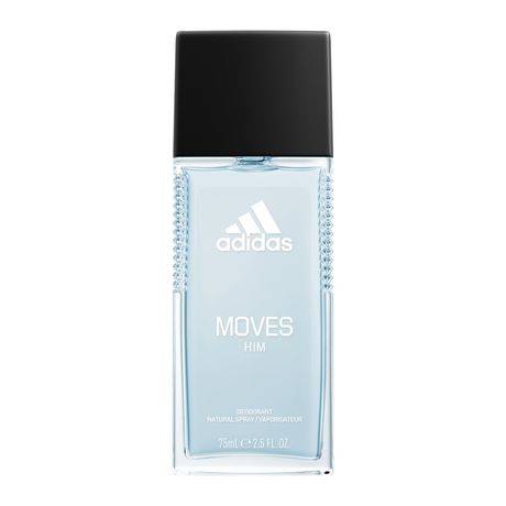 adidas Moves for Him Deo Natural Spray for Men, Aromatic fragrance, Top notes: green apple, anise, Italian parsley, peppermint, mandarin, and black peppercorn, 75ml