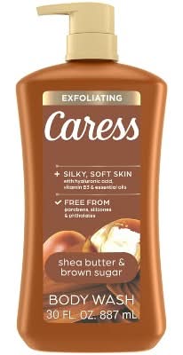 Caress Body Wash For Gorgeous & Radiant Skin, Shea Butter - Brown Sugar (30 fl oz)