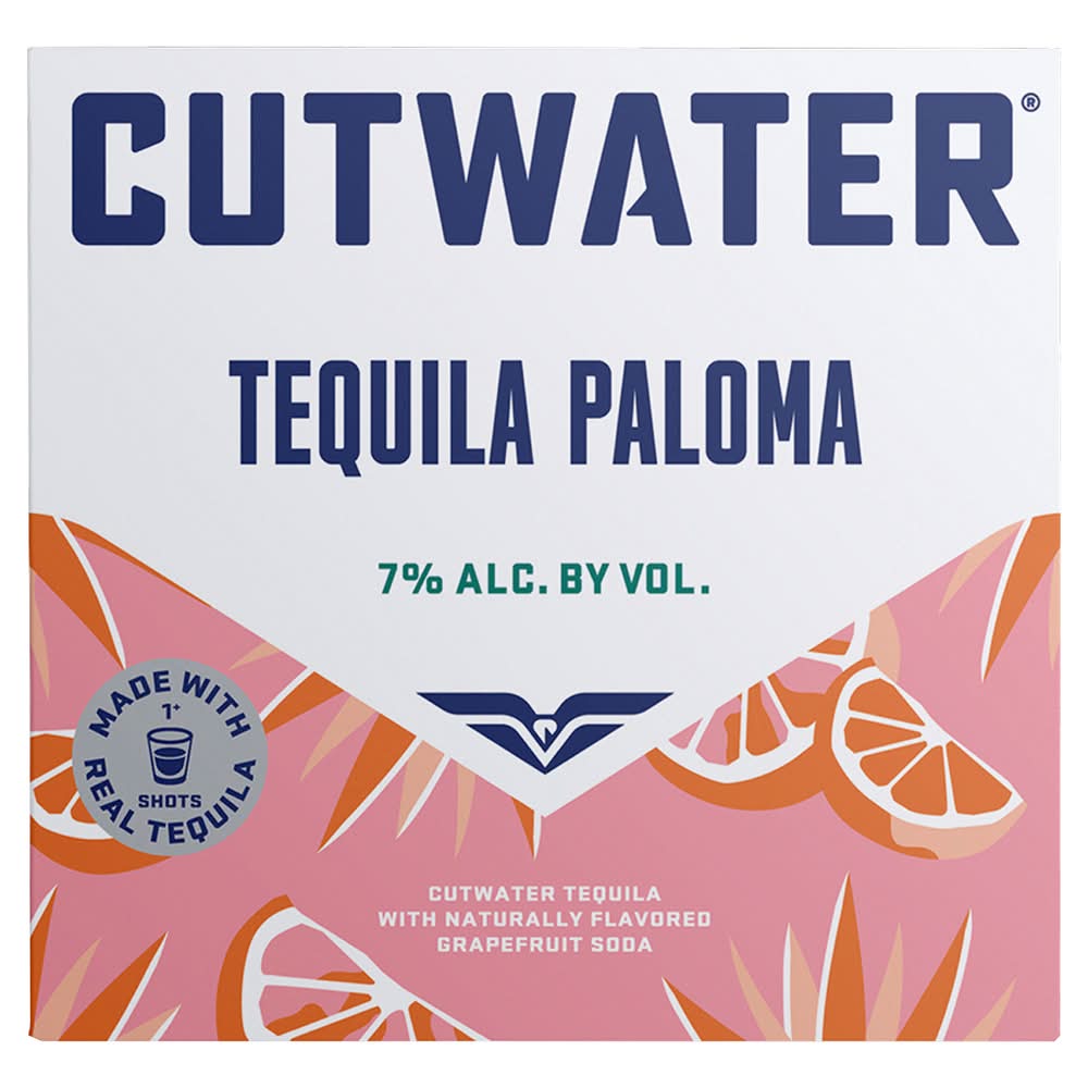 Cutwater Spirits Tequila Paloma Liquor, Grapefruit (4 x 12.55 oz)
