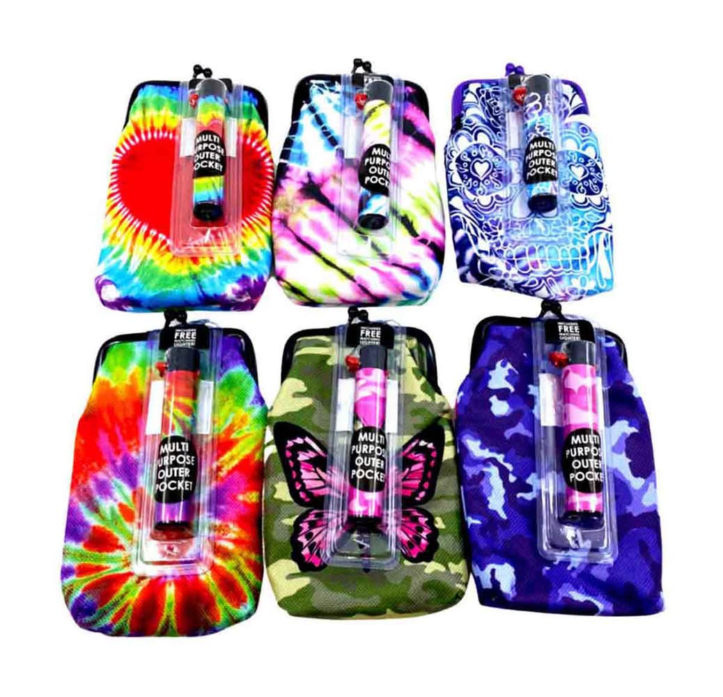 Smokezilla Printed Cigarette Pouch With Lighter - Assorted