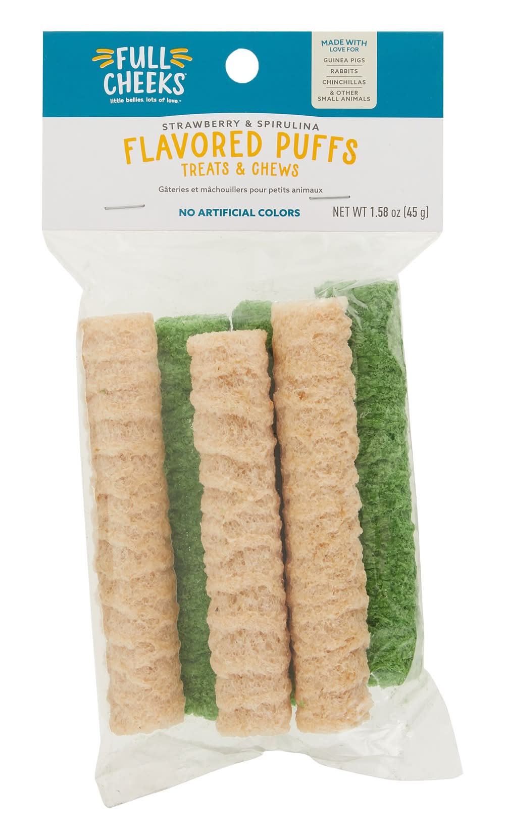 Full Cheeks™ Small Pet Flavored Rice Puff - Strawberry & Spirulina