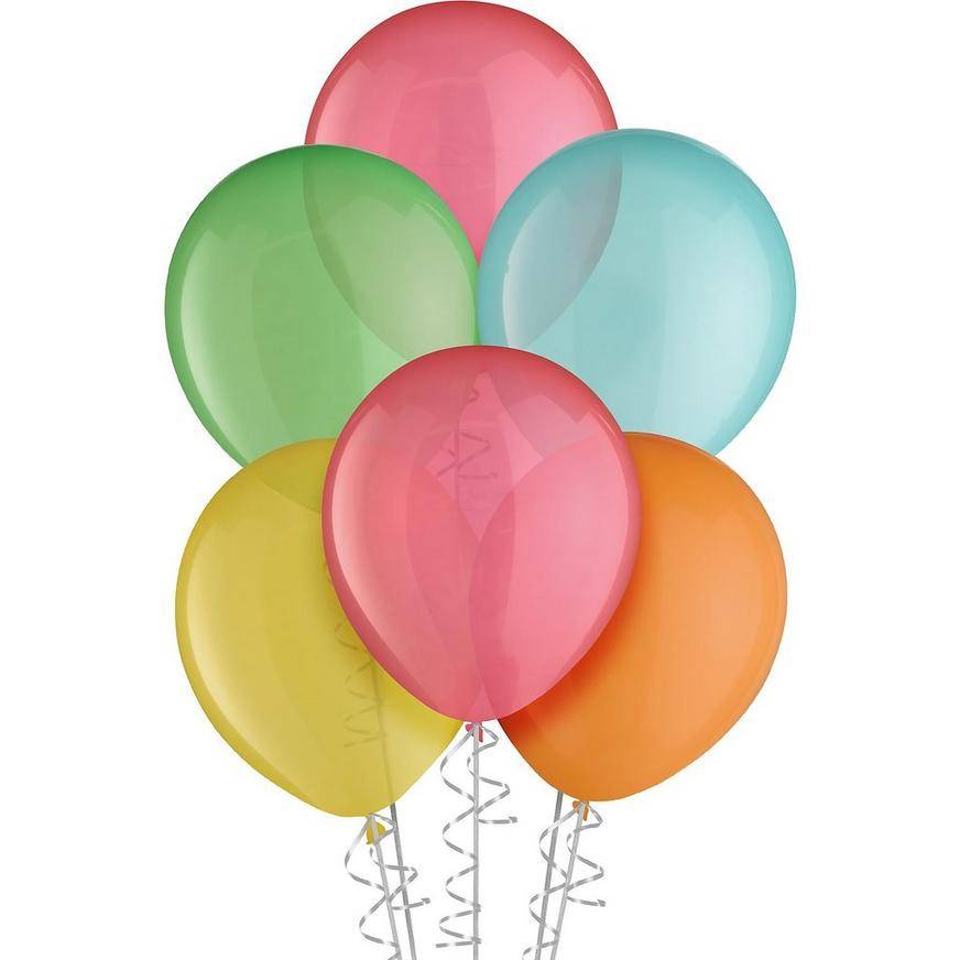 Uninflated 15ct, 11in, Sherbet 5-Color Mix Latex Balloons - Blue, Green, Orange, Red Yellow