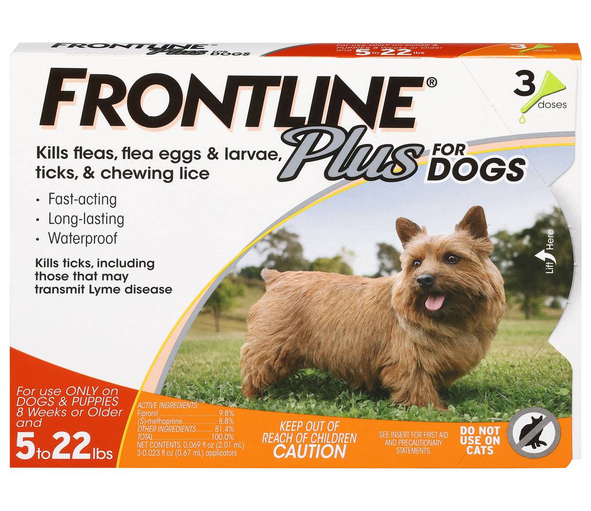 Frontline Plus Flea Tick & Lice Killer For Dogs (2.04 ml, 3 ct)