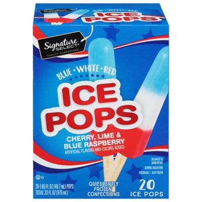 Signature Select Ice Pops Mutlipack (20 ct) ( blue ,white, red /cherry, lime & blue raspberry)