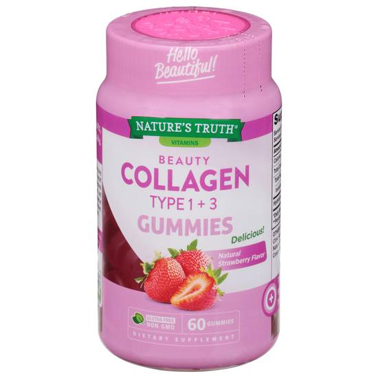 Nature Made Type 1 + 3 Natural Strawberry Flavor Beauty Collagen Gummies (60 ct)