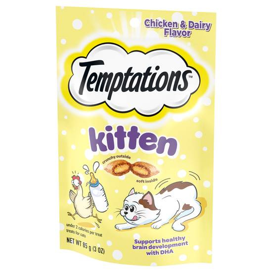 Temptations Crunchy & Soft Kitten Treats For Cat (chicken -dairy)