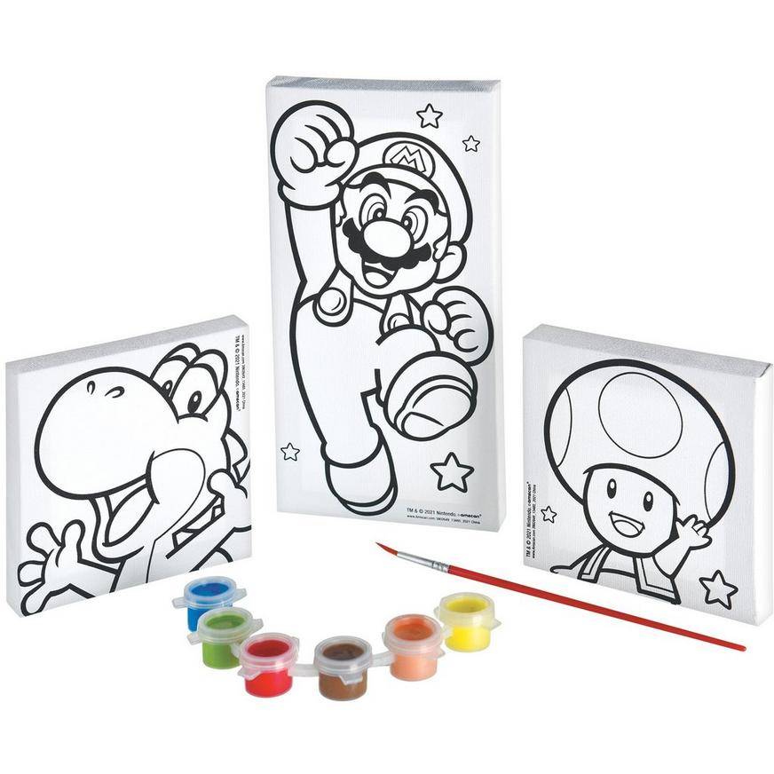 Party City Super Mario Color Your Own Canvas Kit