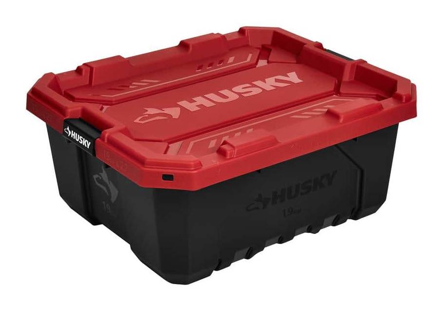 Husky Pro Grip Storage Tote 19 Gal, Black-Red
