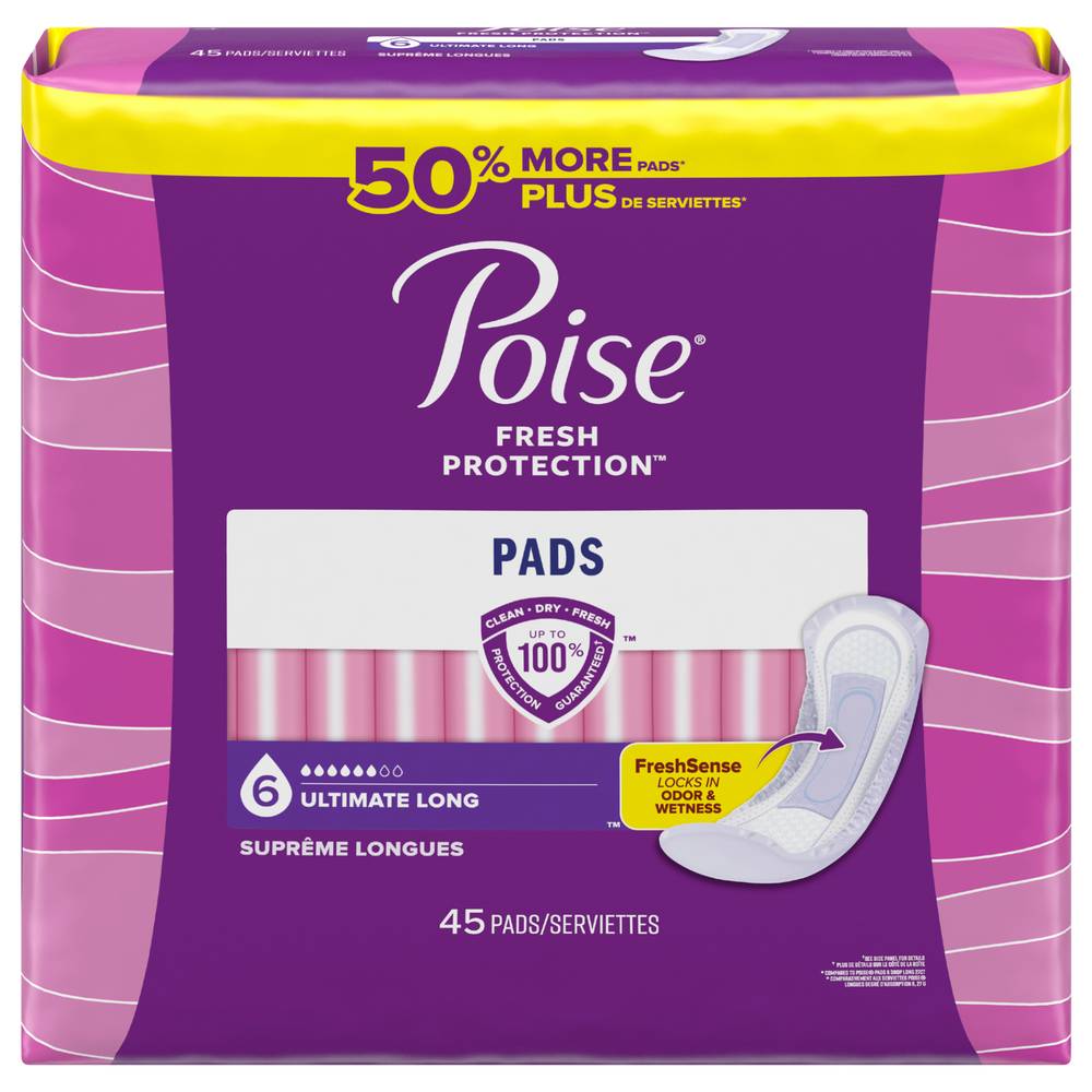 Poise Overnight Long Length Ultimate Absorbency Pads (4.2 lbs)