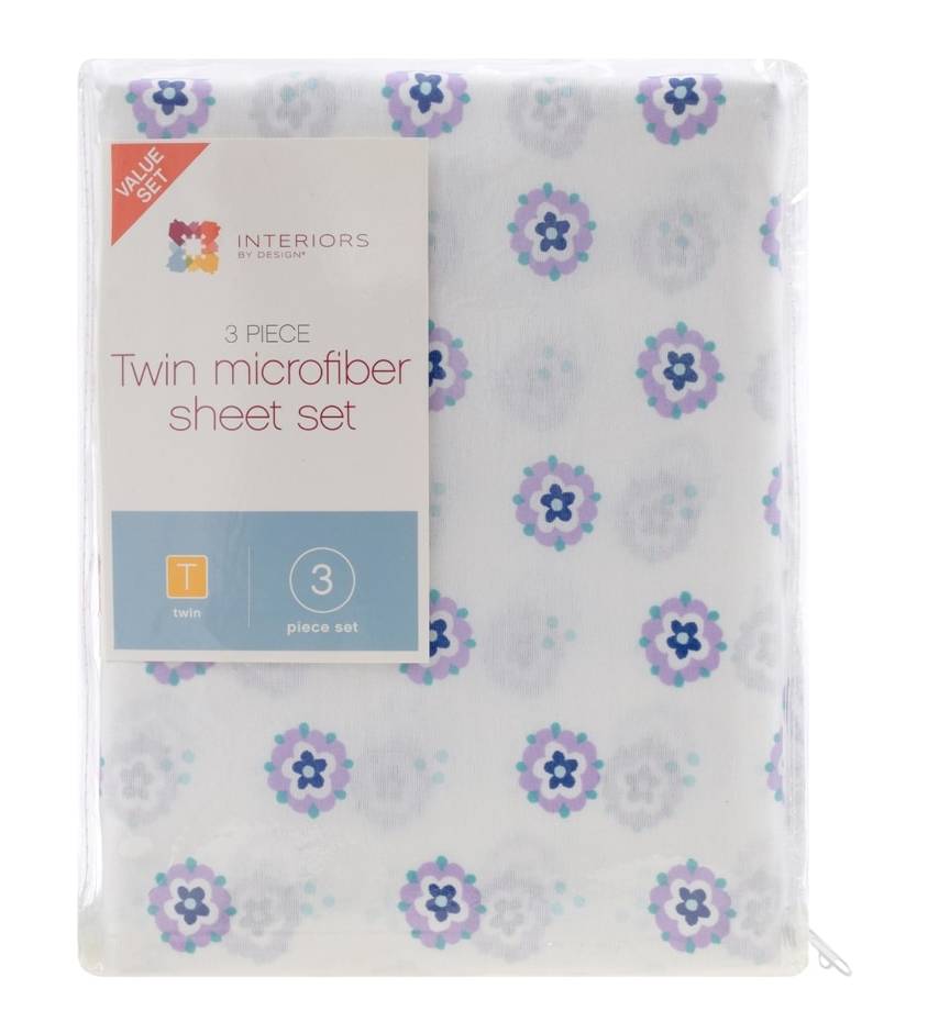 Interiors by Design Printed Microfiber Sheet Set, Twin (3 ct)