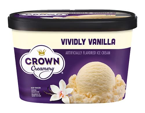 Crown Creamery Flavored Ice Cream, Vividly Vanilla (48 fl oz)