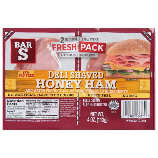 Bar-S Deli Shaved Honey Ham Single Serve (4 oz)