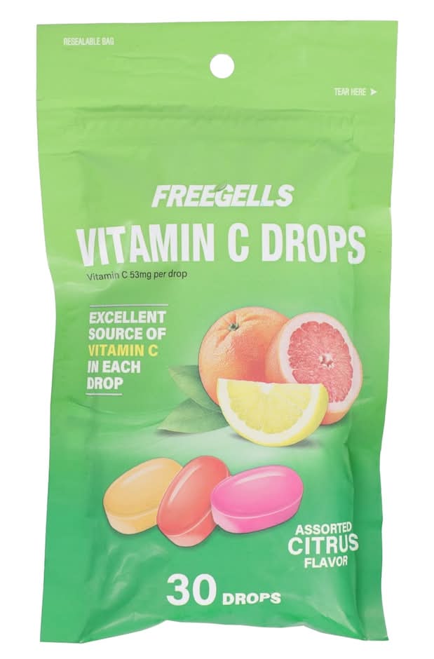 Freegells Vitamin C Drops, Assorted Citrus (30 ct)