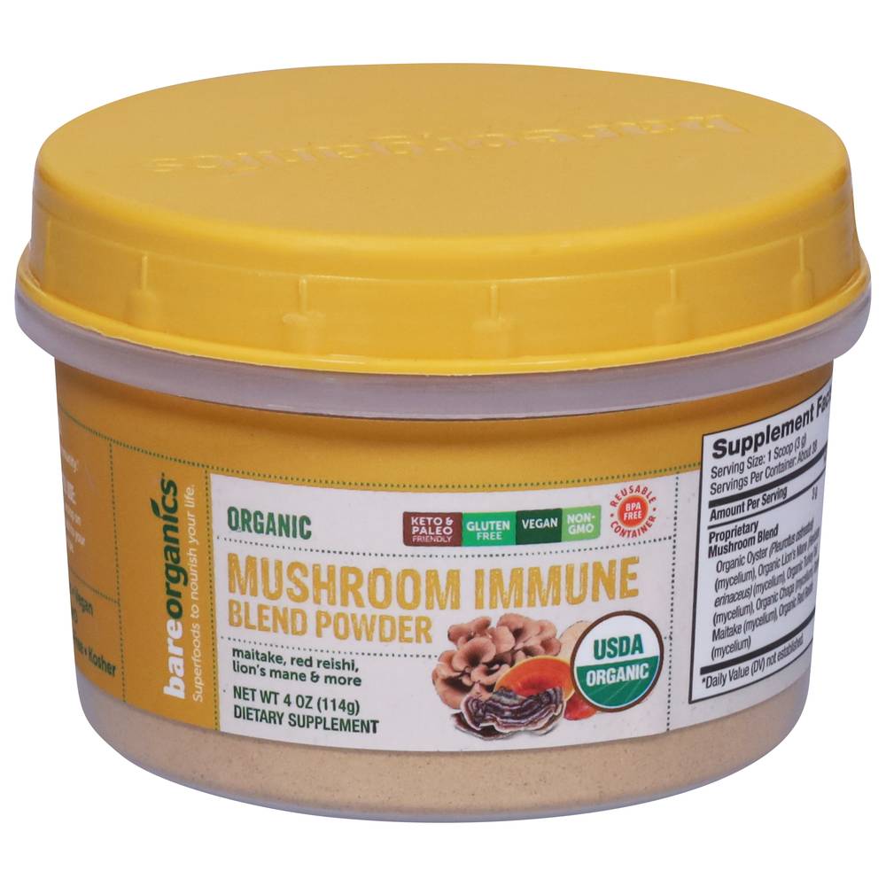 Bare Organics Organic Mushroom Immune Blend Powder (4 oz)