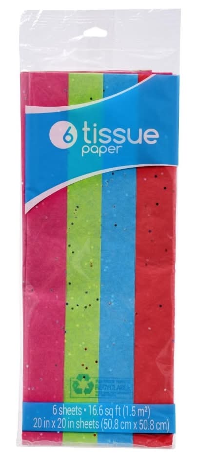 Colorful Sparkle Tissue Paper, 20x20 in (6 ct)