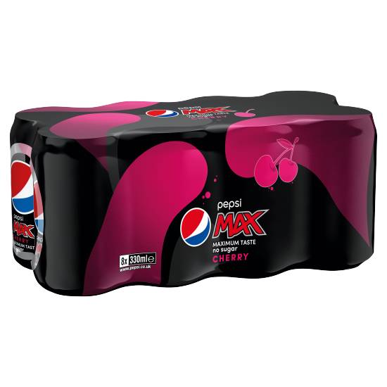 Pepsi Max Cherry, No Sugar Cola Drink (8 x 330ml)