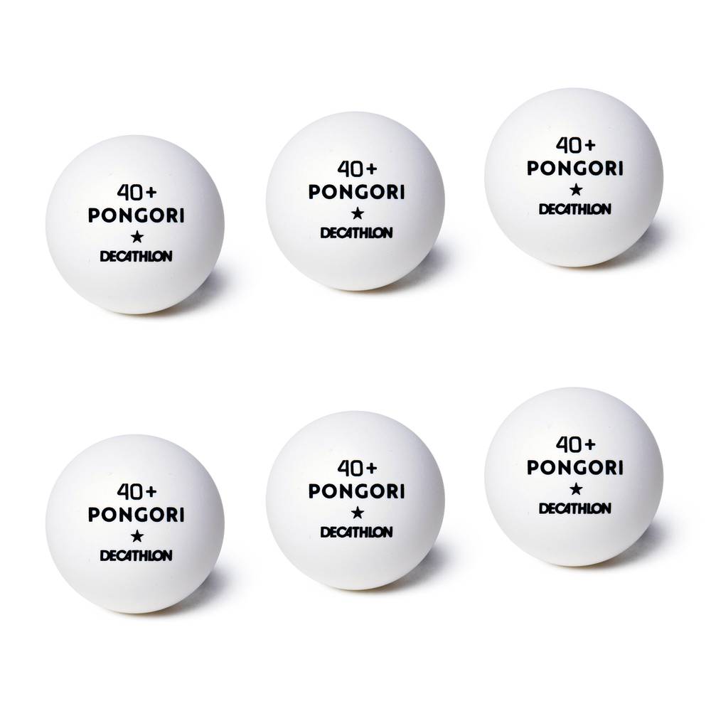 PELOTAS DE PING PONG TTB 100 1* 40+ X6 PONGORI (Blanco, sin talla)