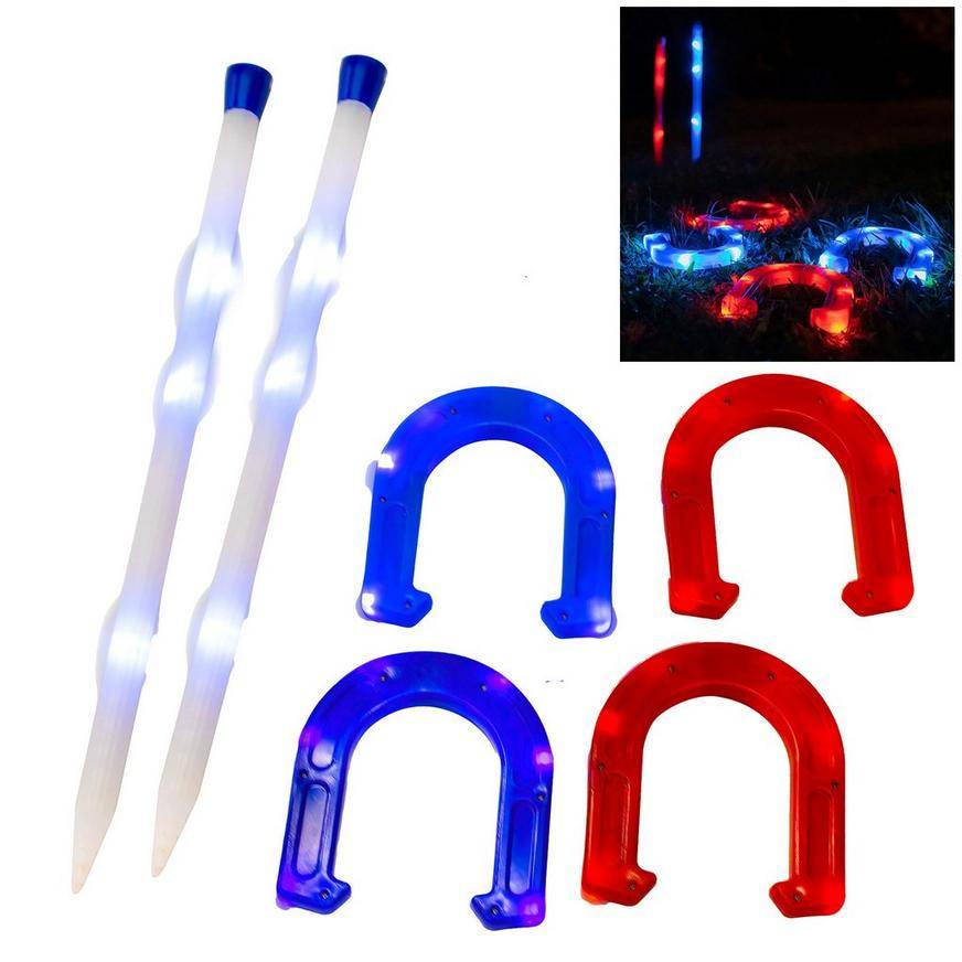 Light-Up LED Horseshoes Game Set, 6pc