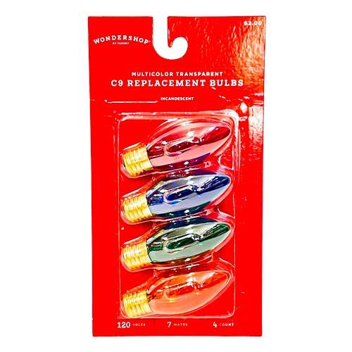 4ct Transparent Replacement Christmas Light Bulbs Red Green and Blue - Wondershop™
