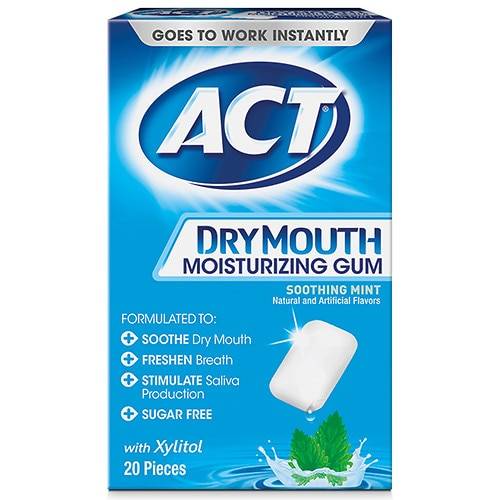 ACT Dry Mouth Moisturizing Gum Soothing Mint - 20.0 ea