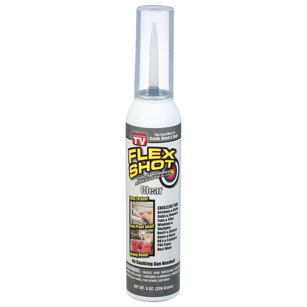 Tv Flex Shot Thick Rubber Adhesive Sealant Clear (8 oz)