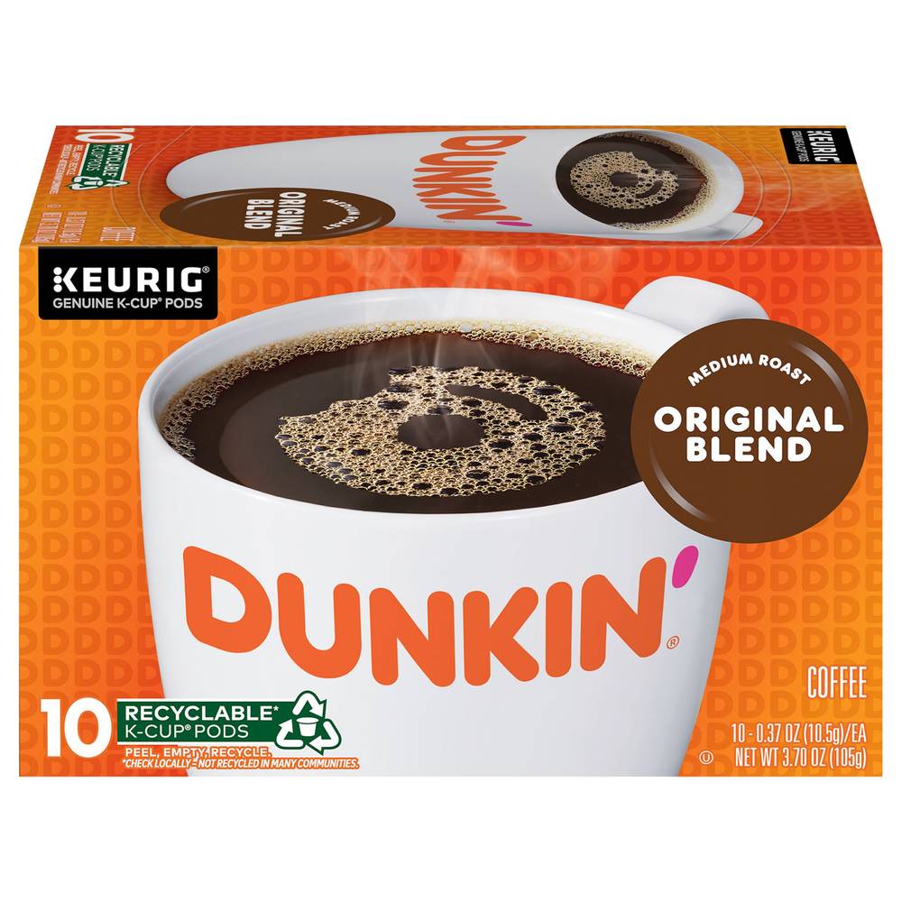 Dunkin' Original Blend Medium Roast Coffee Pods (10 ct, 0.37 oz)