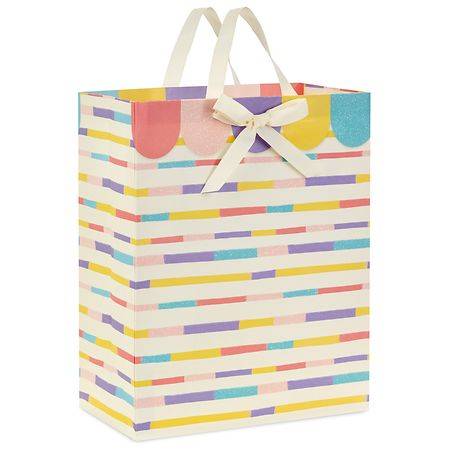 Hallmark Gift Bag (pastel glitter stripes) For Baby Showers, Birthdays