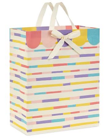 Hallmark Gift Bag (pastel glitter stripes) For Baby Showers, Birthdays (2.56 oz)