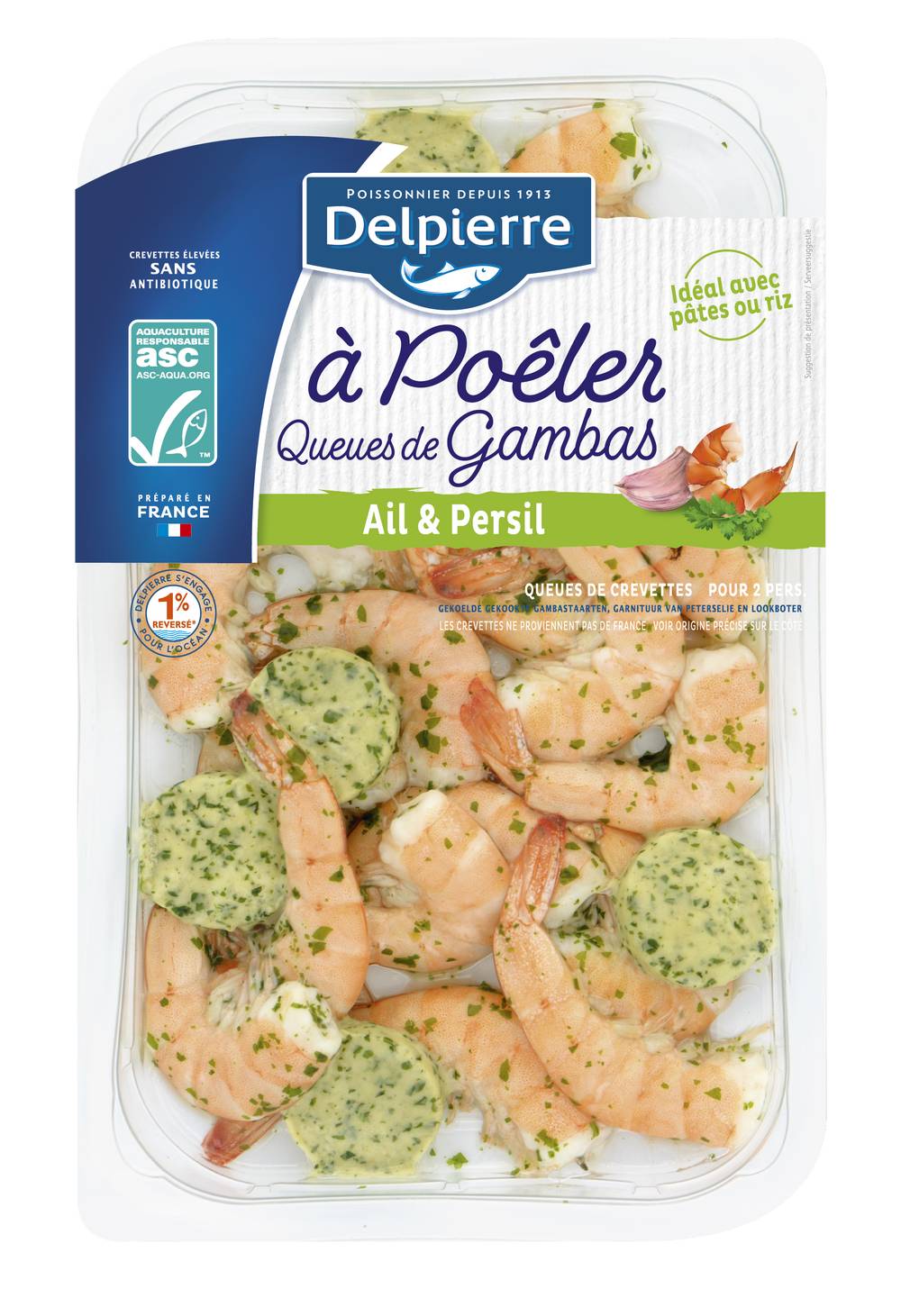 Delpierre - Queues de gambas cuites réfrigérées (200g)