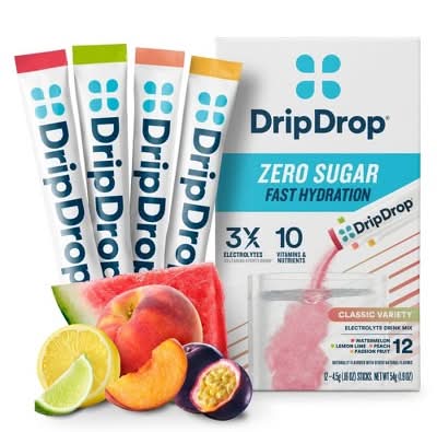 DripDrop Zero Sugar Fast Hydration Electrolyte Powder Variety pack (1.9 oz, 12 ct)