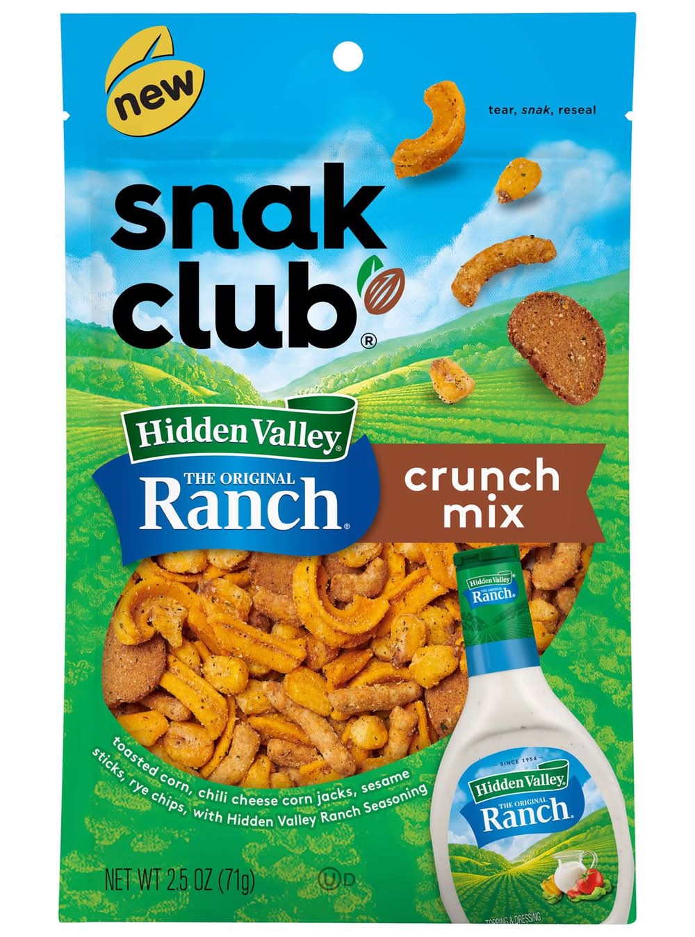 Snak Club Hidden Valley Ranch Snack Mix 2.5 Oz Bagged
