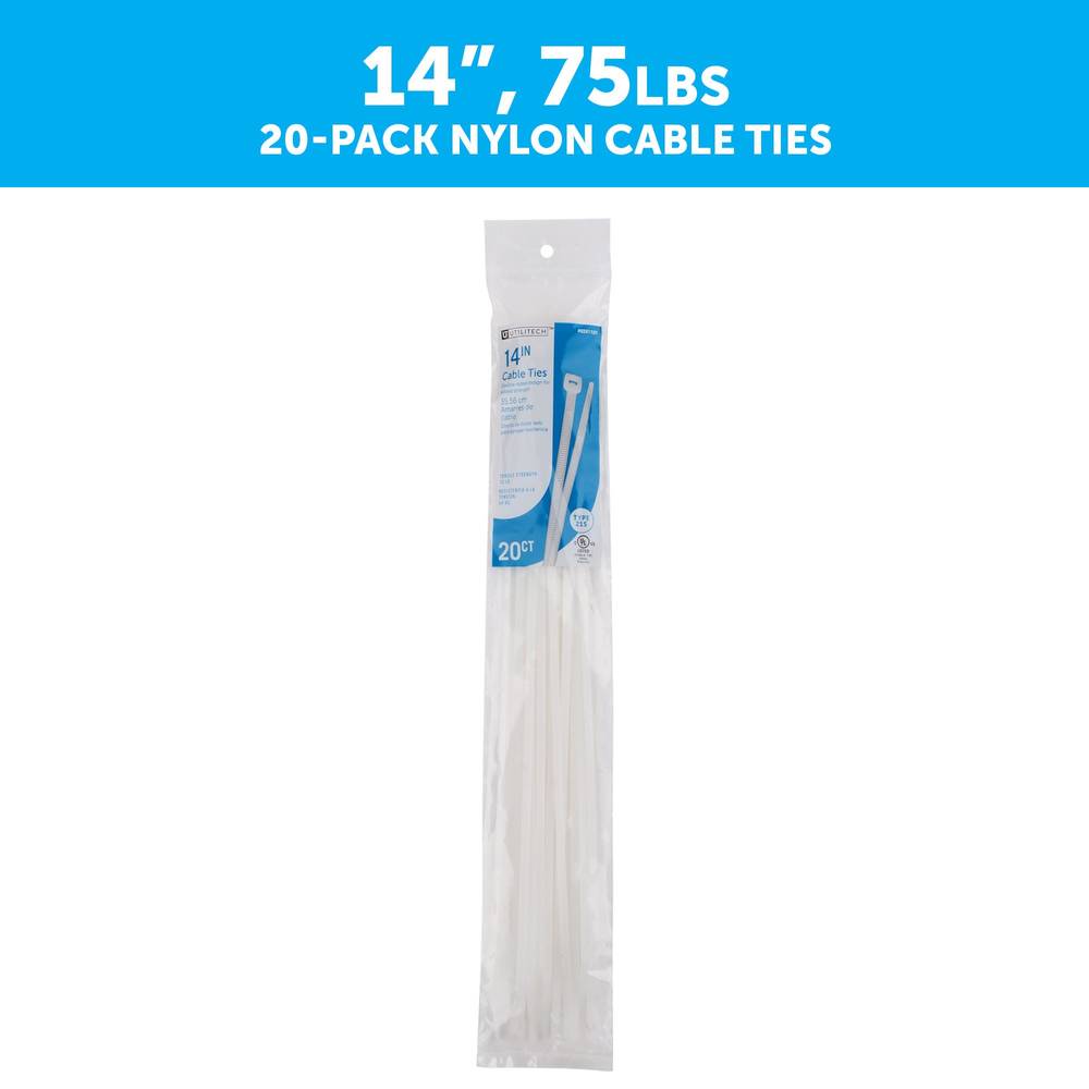 Utilitech 14-in Nylon Zip Ties Off-white (20-Pack) | SGY-CT20