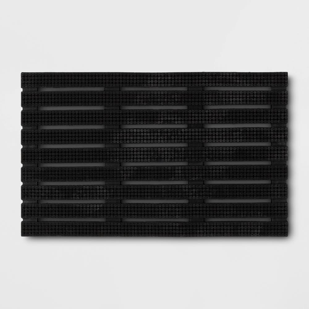 Threshold Rubber Bristle Boot Scrapping Stripe Pattern Outdoor Mat, 1.6x2.6 in, Black