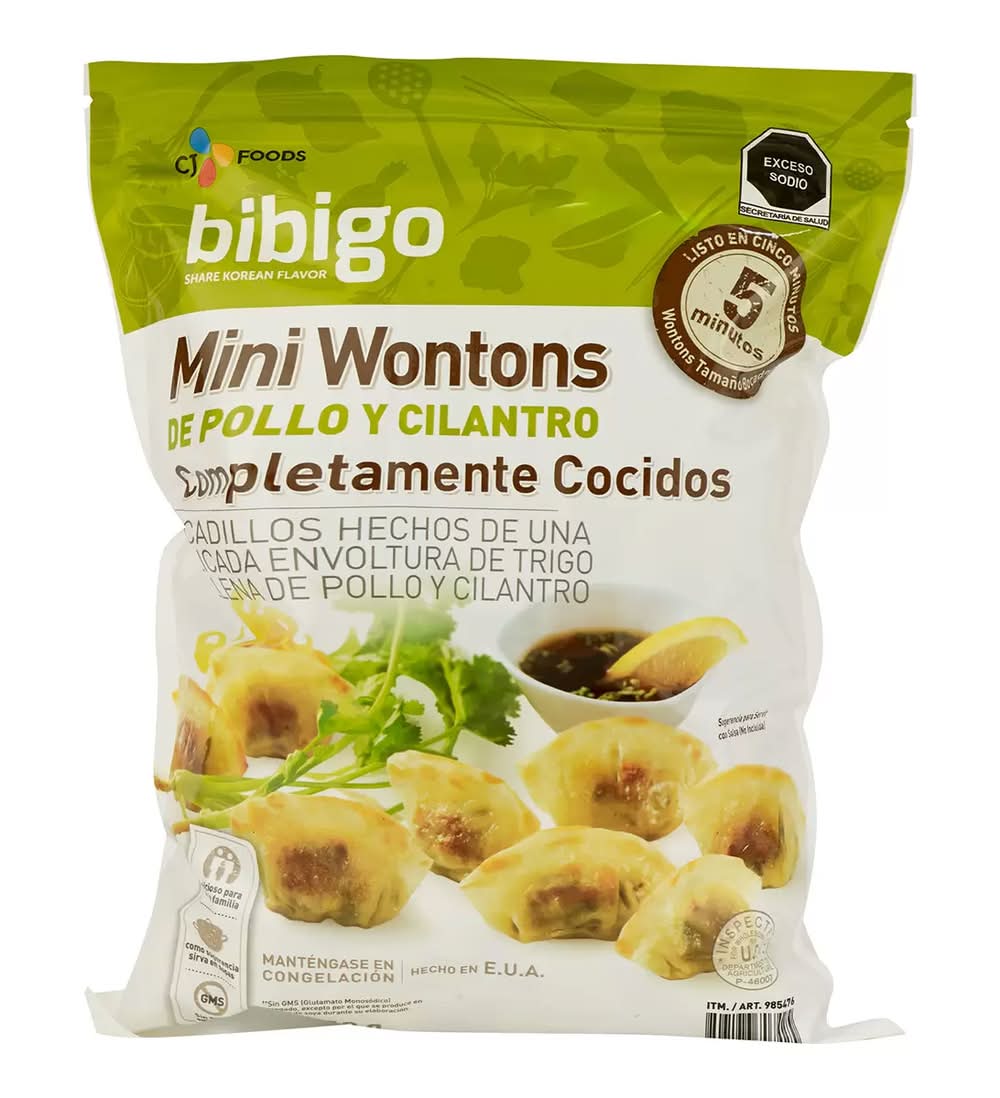bibigo · Mini wontons coreanos congelados rellenos de pollo y cilantro (1,3 kg)