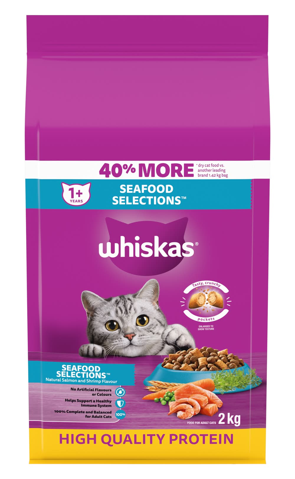 Whiskas Seafood Selections Dry With Real Salmon (2 kg)