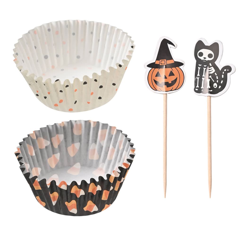 Cook With Color Halloween Cupcake Liners and Toppers Kit Candy Corn