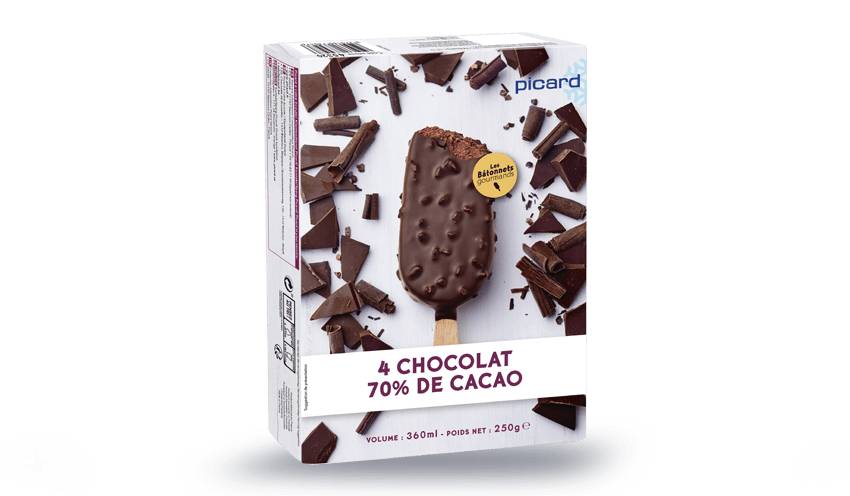 4 bâtonnets chocolat 70% de cacao-fèves de cacao