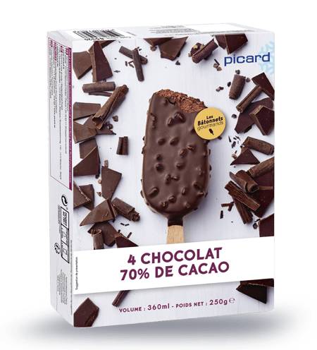 4 bâtonnets chocolat 70% de cacao-fèves de cacao