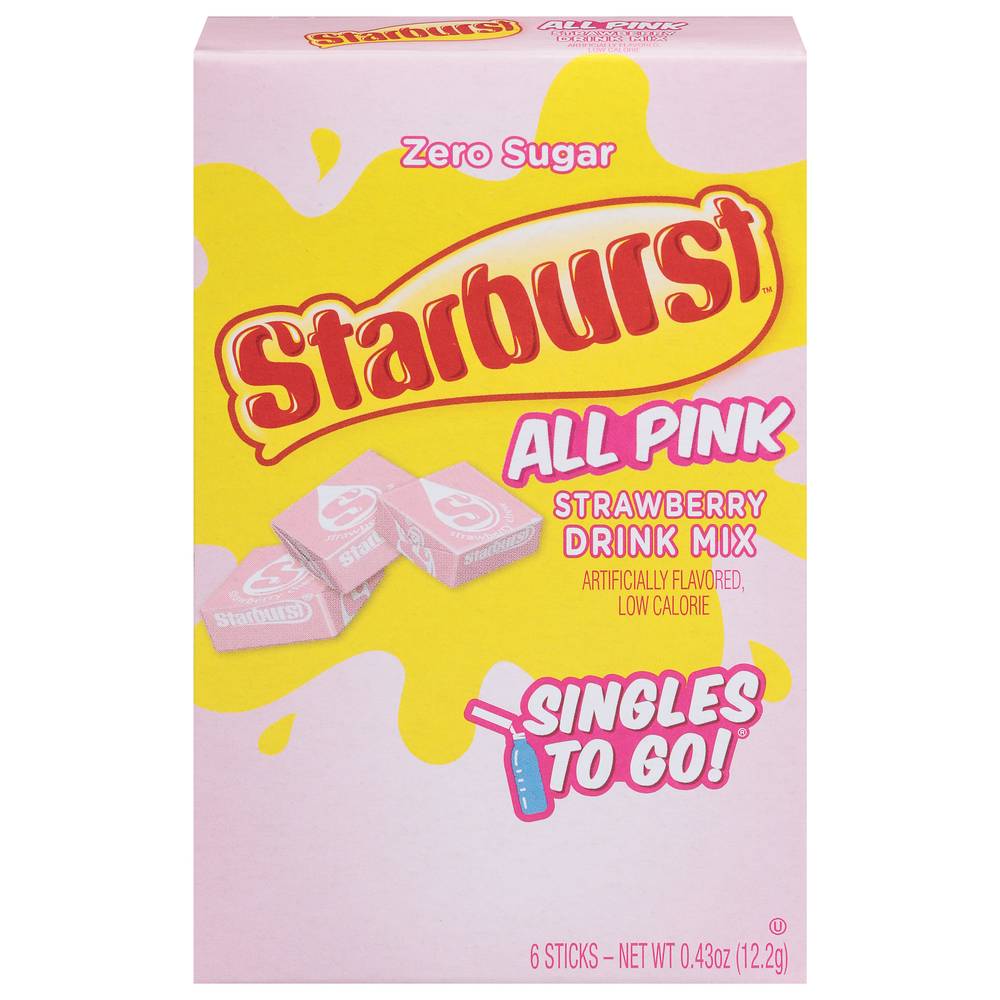 Starburst Zero Sugar All Pink Strawberry Drink Mix (6 ct, 0.43 oz)