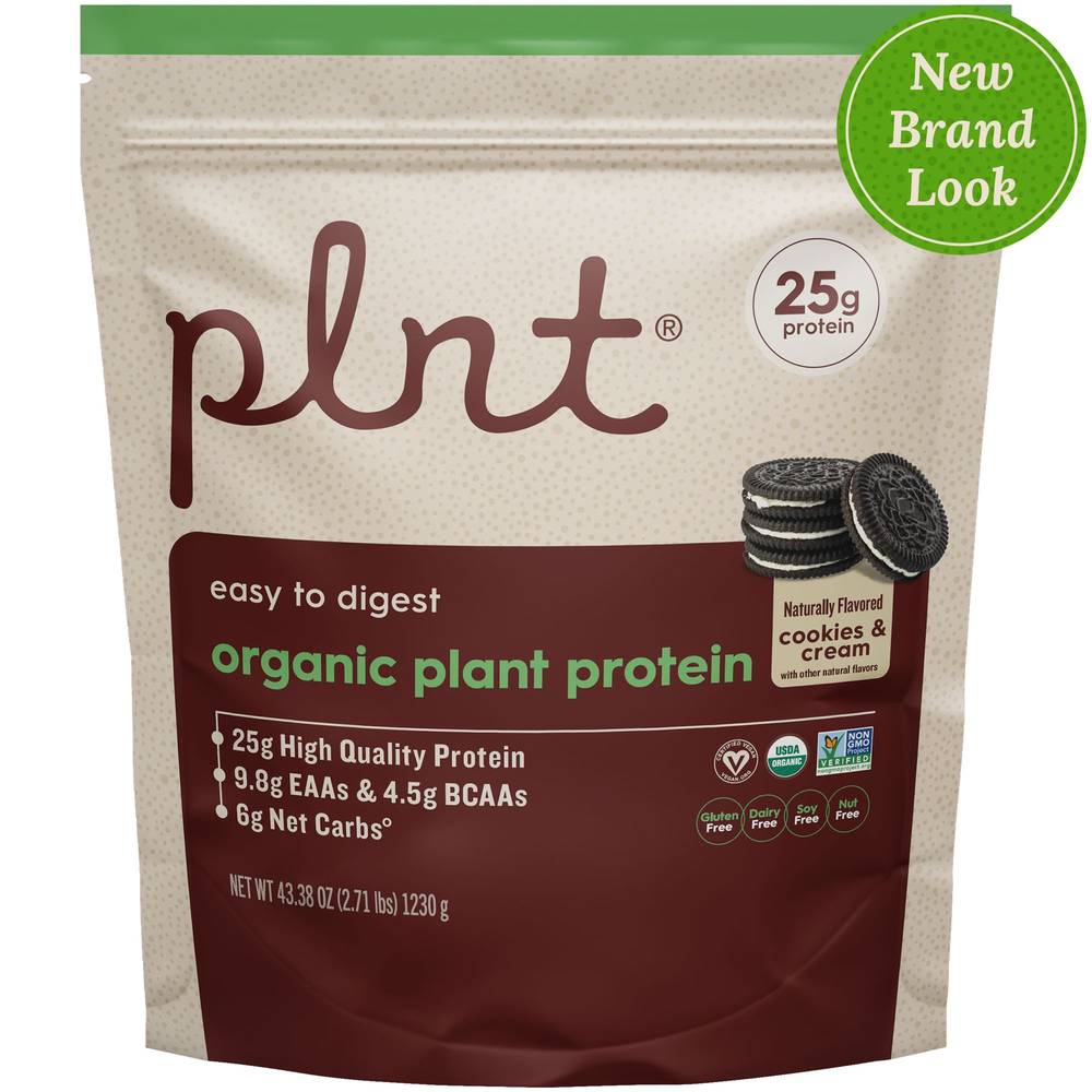 Plnt Organic Plant Protein Powder (43.38 oz) (cookies -cream )