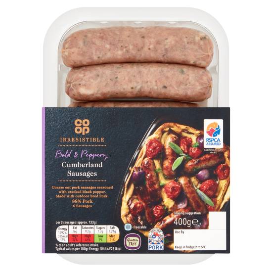 Co-op Irresistible Gluten Free Bold & Peppery Cumberland Sausages (6 pack)