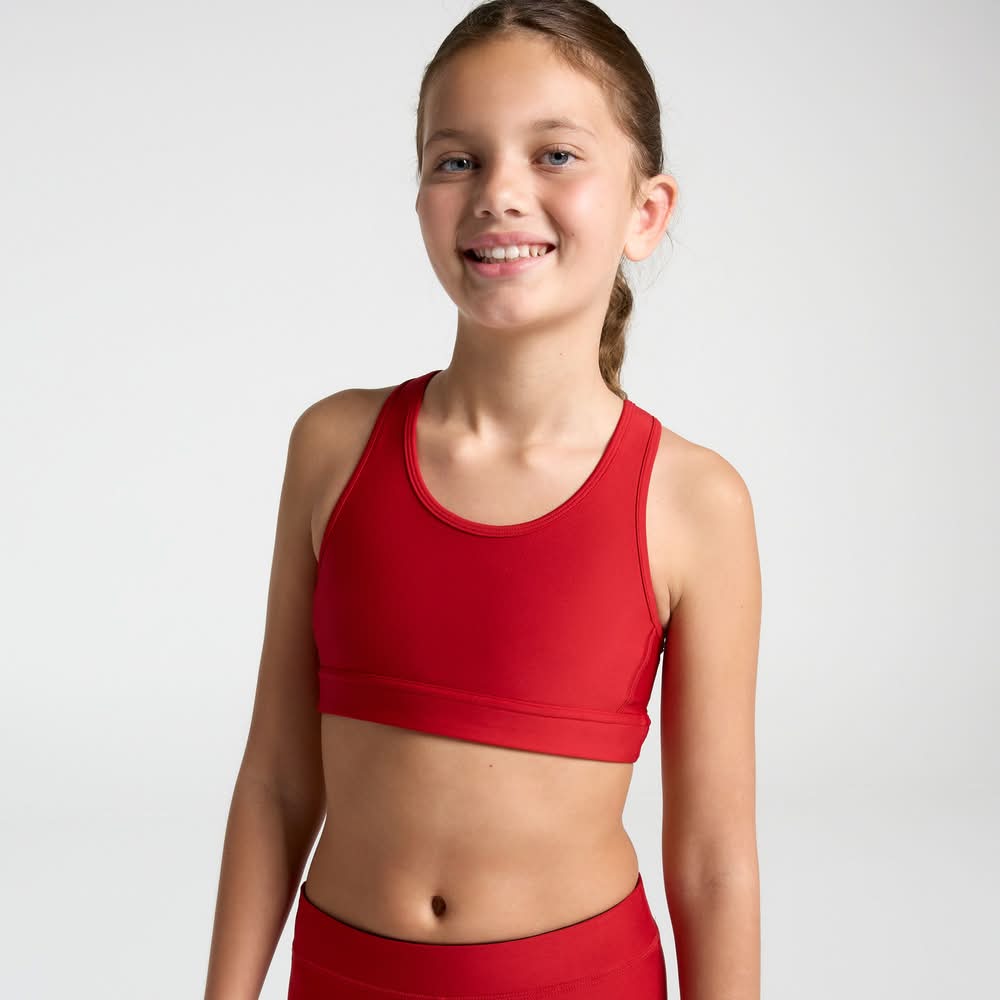 DSG Girls' Compression Bra (Team Red, L)