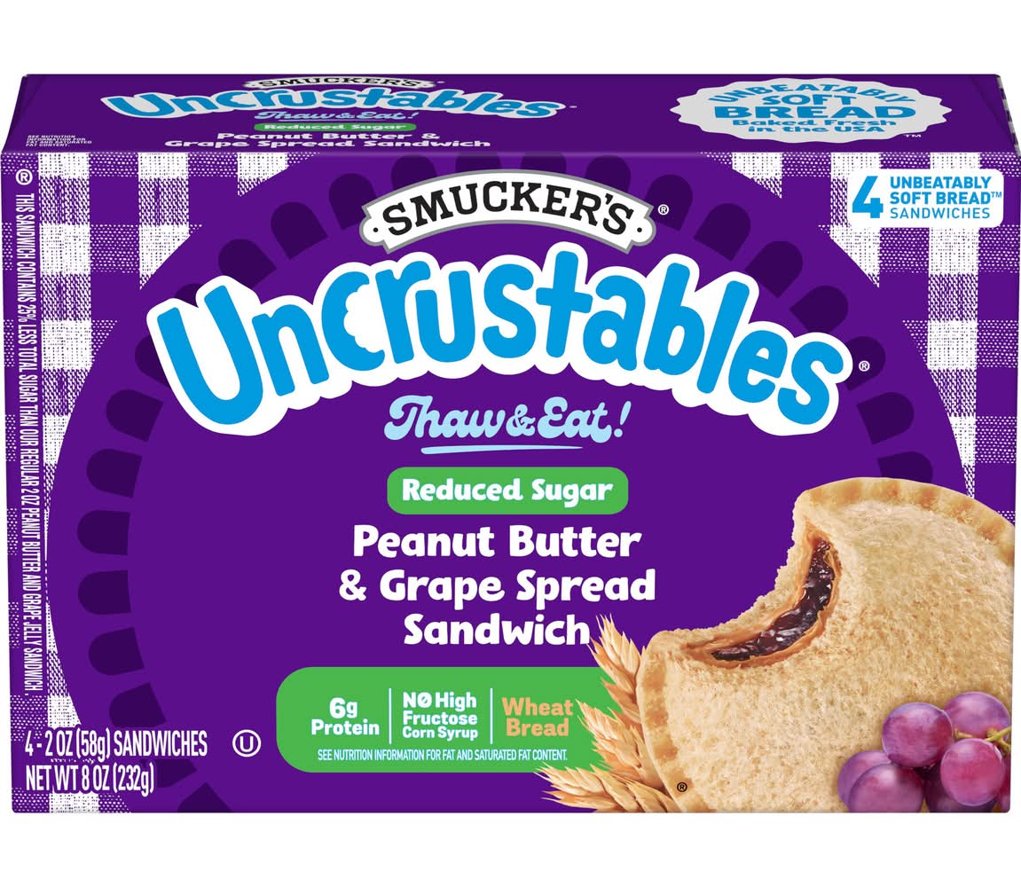 Smucker's Uncrustables Spread Sandwiches, Peanut Butter-Grape (4 x 2 oz)