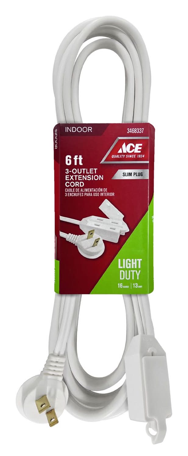 ACE Indoor 6 Ft. L White Extension Cord 16/2 Spt-2