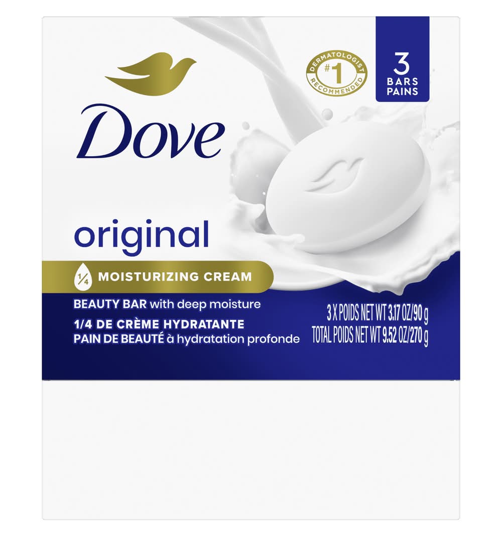 Dove Original Moisturizing Cream Beauty Bar Soaps (9.52 oz, 3 ct)